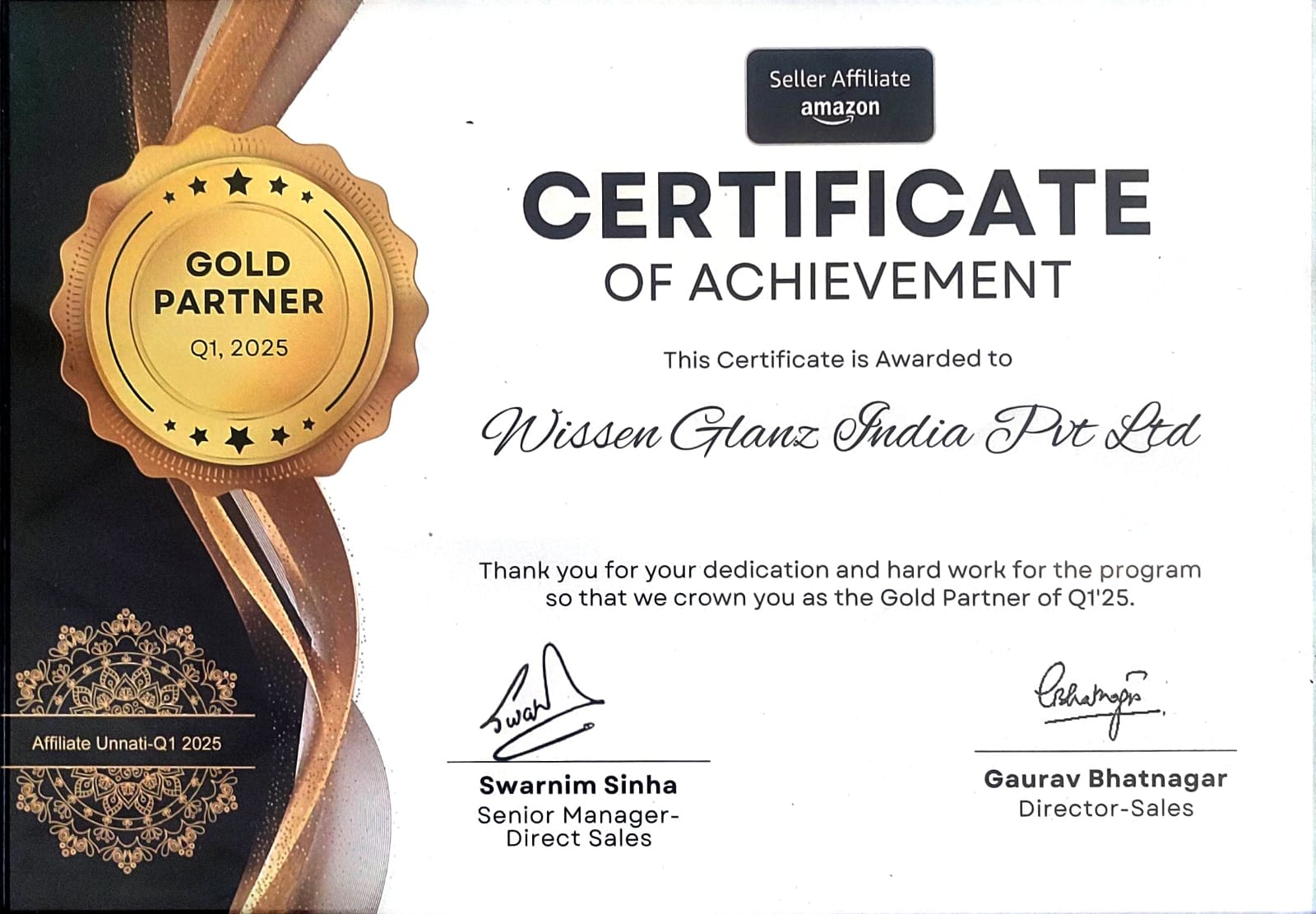 Gold Partner Certificate